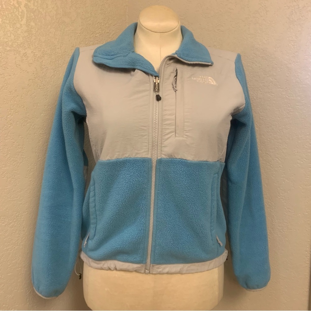The North Face Small Blue & Gray Zip Up Fleece Jacket Ladies Women’s Junior